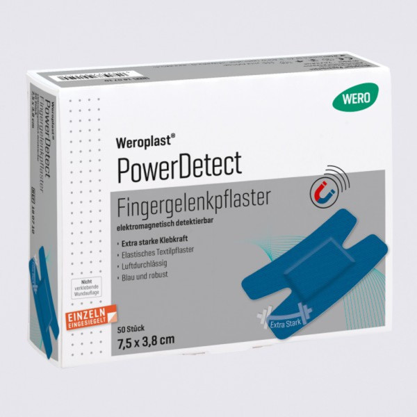 Weroplast PowerDetect Fingergelenkpflaster aus Textil detektierbar 7,5 x 3,8 cm - 50 Stück