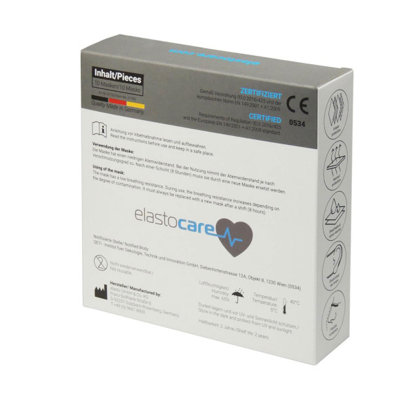 ELASTOCARE FFP3 NR Mundschutzmaske "SafeCare" Made in Germany CE0534 10er Pack