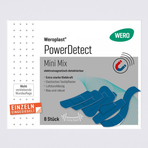 Weroplast PowerDetect Pflasterset aus Textil detektierbar Mini Mix, 8 teilig