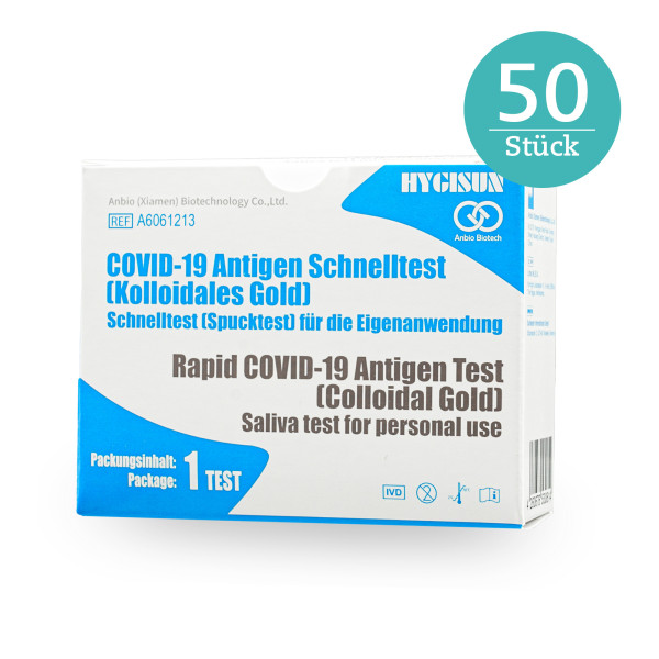 HYGISUN Spucktest Covid-19 Antigen Schnelltest für Laien (Kolloidales Gold) - 50 Stück