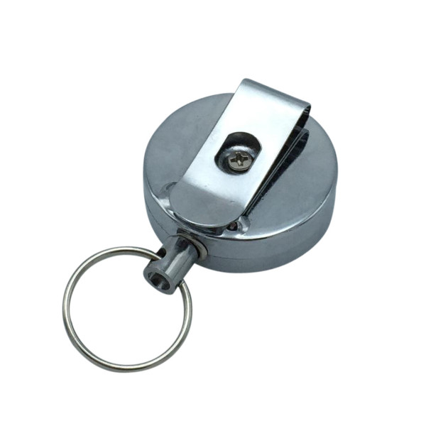 Sicherheitsclip aus Edelstahl mit Federzug und Stahlseil 60cm - Premium