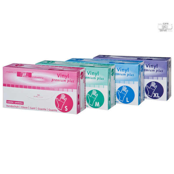 Vinyl-Handschuhe premium plus puderfrei 100er Pack transparent