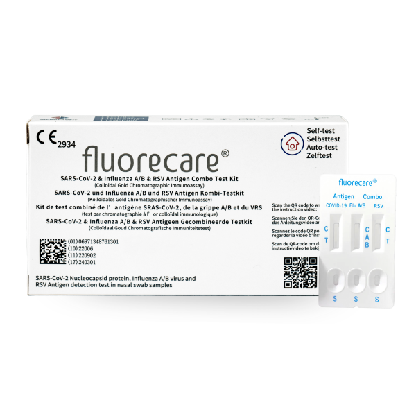 Fluorecare Laientest Antigen-Schnelltest 4in1 für Covid-19, Influenza A/B und RSV