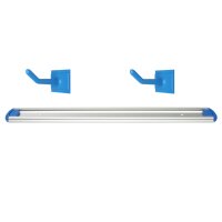 Wandschienen System 300 mm konfigurierbar - 2 Haken - blau