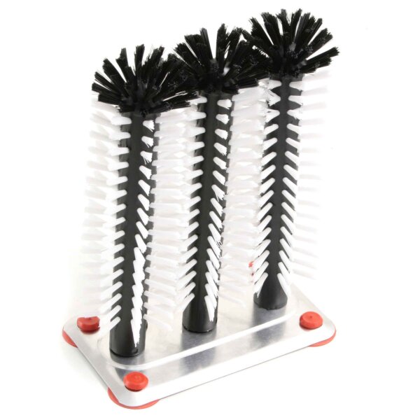 Gläserspülgarnitur 3-teilig mit PA Besatz 70 mm, 180 mm hoch, für normale Gläser