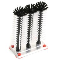 Gläserspülgarnitur 3-teilig mit PA Besatz 70 mm, 180 mm hoch, für normale Gläser