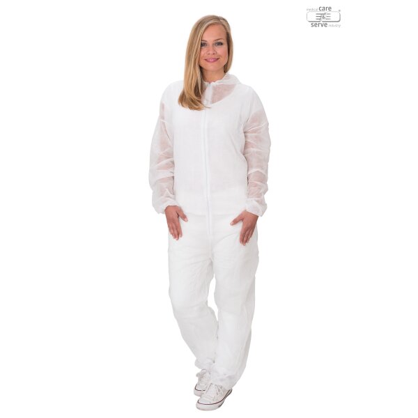 Vlies-Overall mit Kapuze efficient weiß 100 Stück Karton