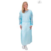 Vlies-Infektionsschutzkittel premium plus mit Strickbund EN 14126 - 10 Stück Polybeutel blau