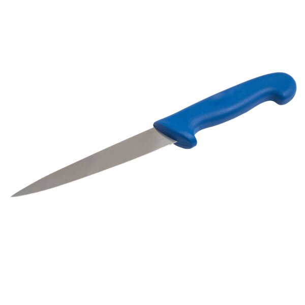 Filetiermesser flexibel breit detektierbar mit 16,5 cm Edelstahlklinge blau