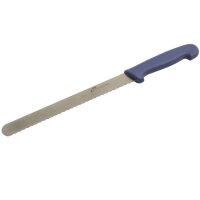 Brotmesser detektierbar mit 25 cm gezackter Fugenklinge blau