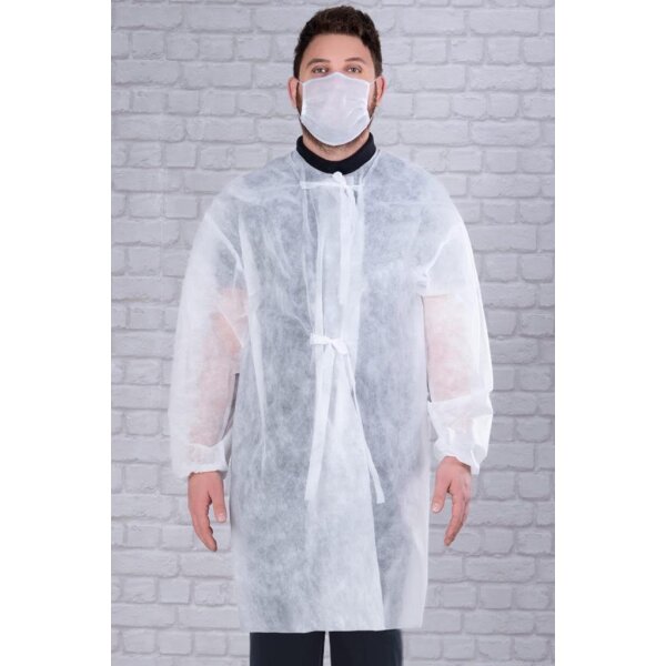 Besucherkittel PP Spunbond EN ISO 14126 zum Binden 40gr