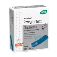 Weroplast PowerDetect Pflasterstrips aus Textil detektierbar - 50 Stück 7,2 x 1,9 cm