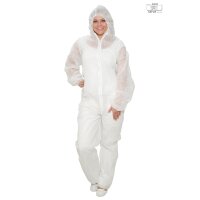 Vlies-Overall mit Kapuze premium 50 Stück Karton M weiß