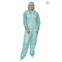 Vlies-Overall mit Kapuze premium 50 Stück Karton XL grün