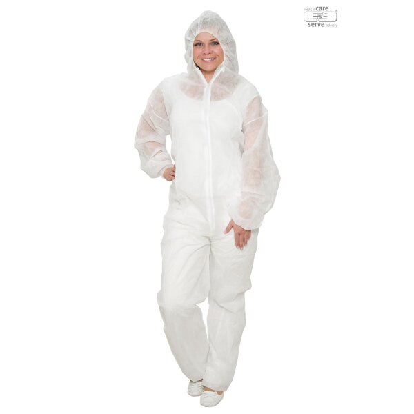 Vlies-Overall mit Kapuze premium 50 Stück Karton XXL weiß