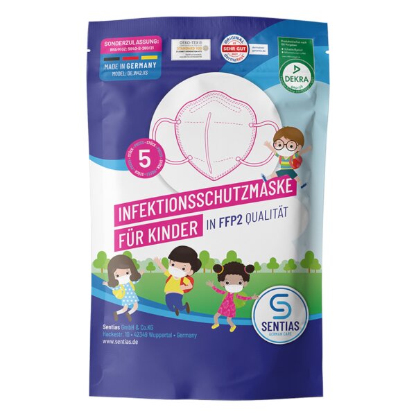 SENTIAS Kindermaske "Made in Germany" BfArM zugelassen - 5er Pack