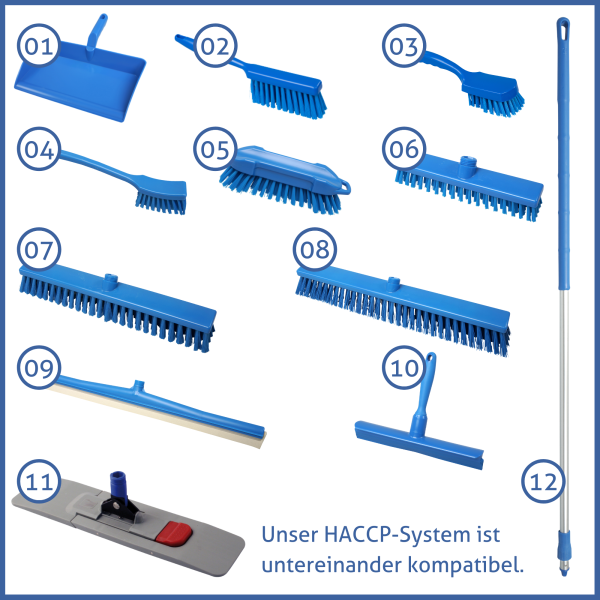 HACCP Besen, Schrubber & Stiele in blau