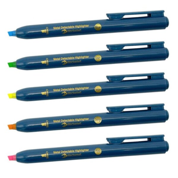 Textmarker detektierbar mit einziehbarer Mine (5er Pack)
