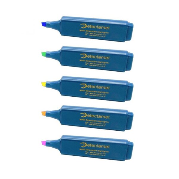 Textmarker detektierbar flach mit Meißelspitze (5er Pack) - Set