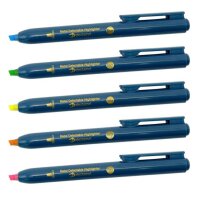 Textmarker detektierbar mit einziehbarer Mine (5er Pack) - Set