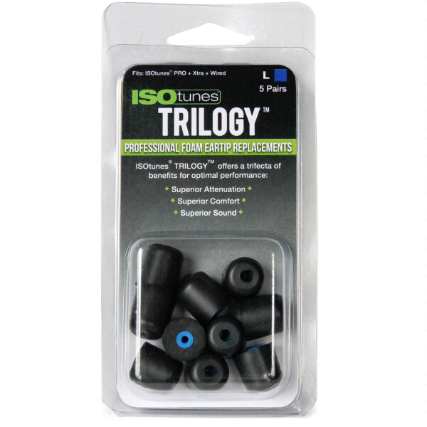 ISOtunes Ersatzstöpsel aus weichem Visco Foam für ISOtunes In-Ear Gehörschutz - Trilogy Ear Tips Blau