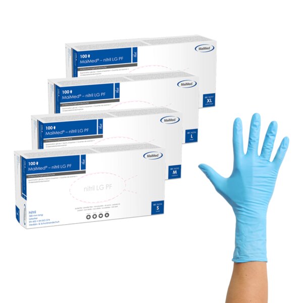 MaiMed Nitril-Handschuhe LG PF puderfrei - 100 Stück blau