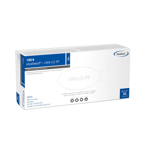 MaiMed Nitril-Handschuhe LG PF puderfrei - 100 Stück blau XL