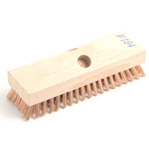 Pfannenschrubber mit Holzkörper, 2 Stielhalter - 70 x 235 mm - gerichteter Bronzedraht