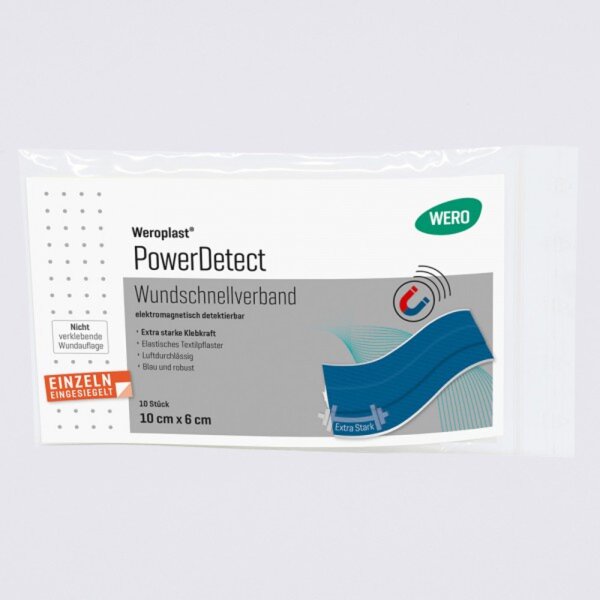 Weroplast PowerDetect Wundschnellverband aus Textil detektierbar - 10 x 6 cm (10 Stück)