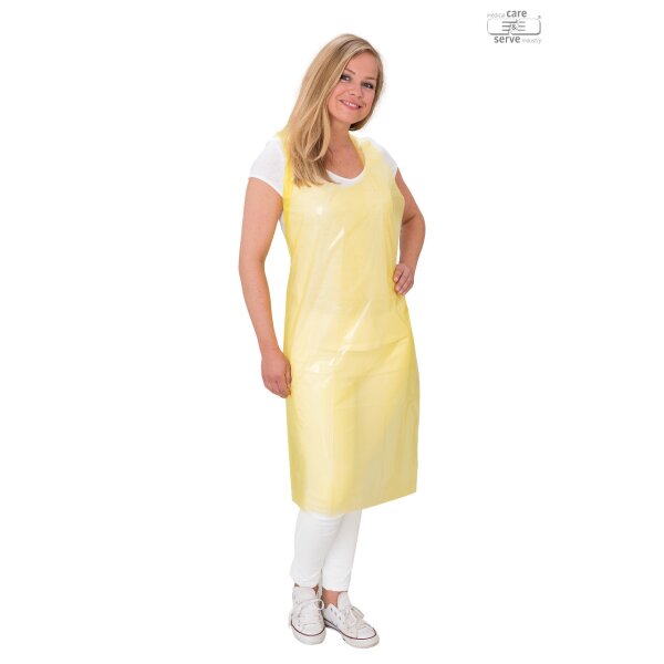 PE-Schürzen professional geblockt 0,03 mm - 50 Stück - 75 x 150 cm - gelb