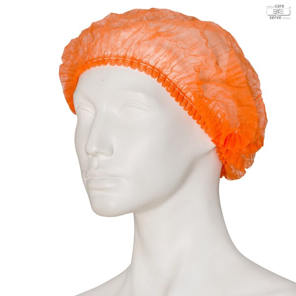 Vlies-Haube efficient mit Clip - 100 Stück - L - orange
