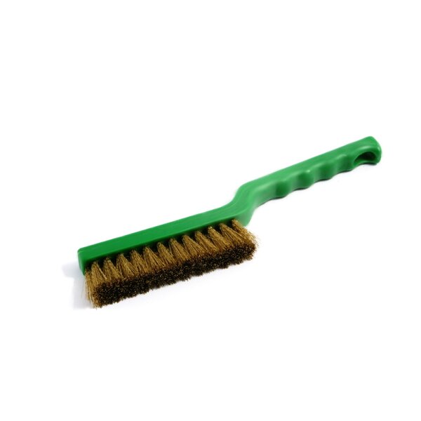 Maschinen-/ Fischbürste mit Drahtbesatz - Messing - grün
