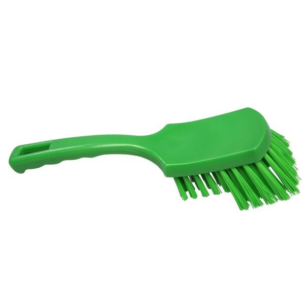 Stielbürste breit hart mit Bart - grün