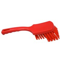 Stielbürste breit hart mit Bart - rot
