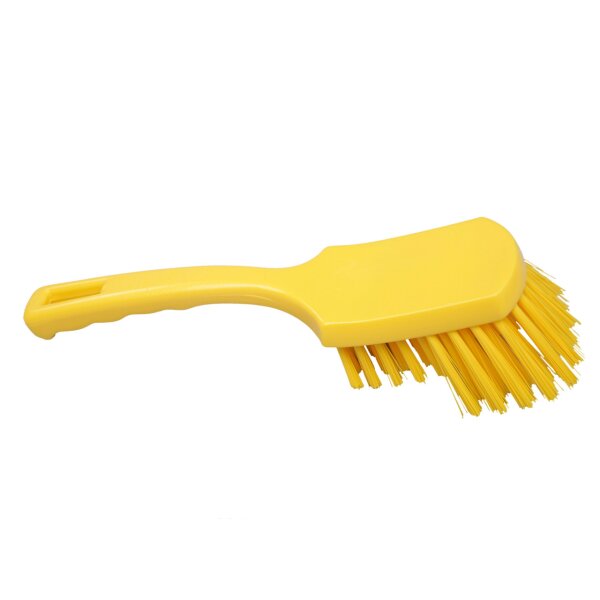 Stielbürste breit hart mit Bart - gelb